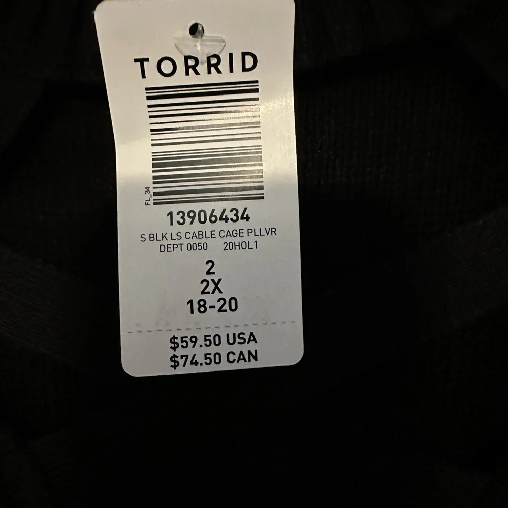NWT Torrid Black Cable Cage Long Sleeve Pullover Sweater Size 2 (2X) - Picture 5 of 13